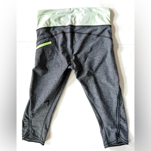 Lululemon Run a Marathon Crop grey green band pocket size 6 leggings pants - Picture 6 of 9